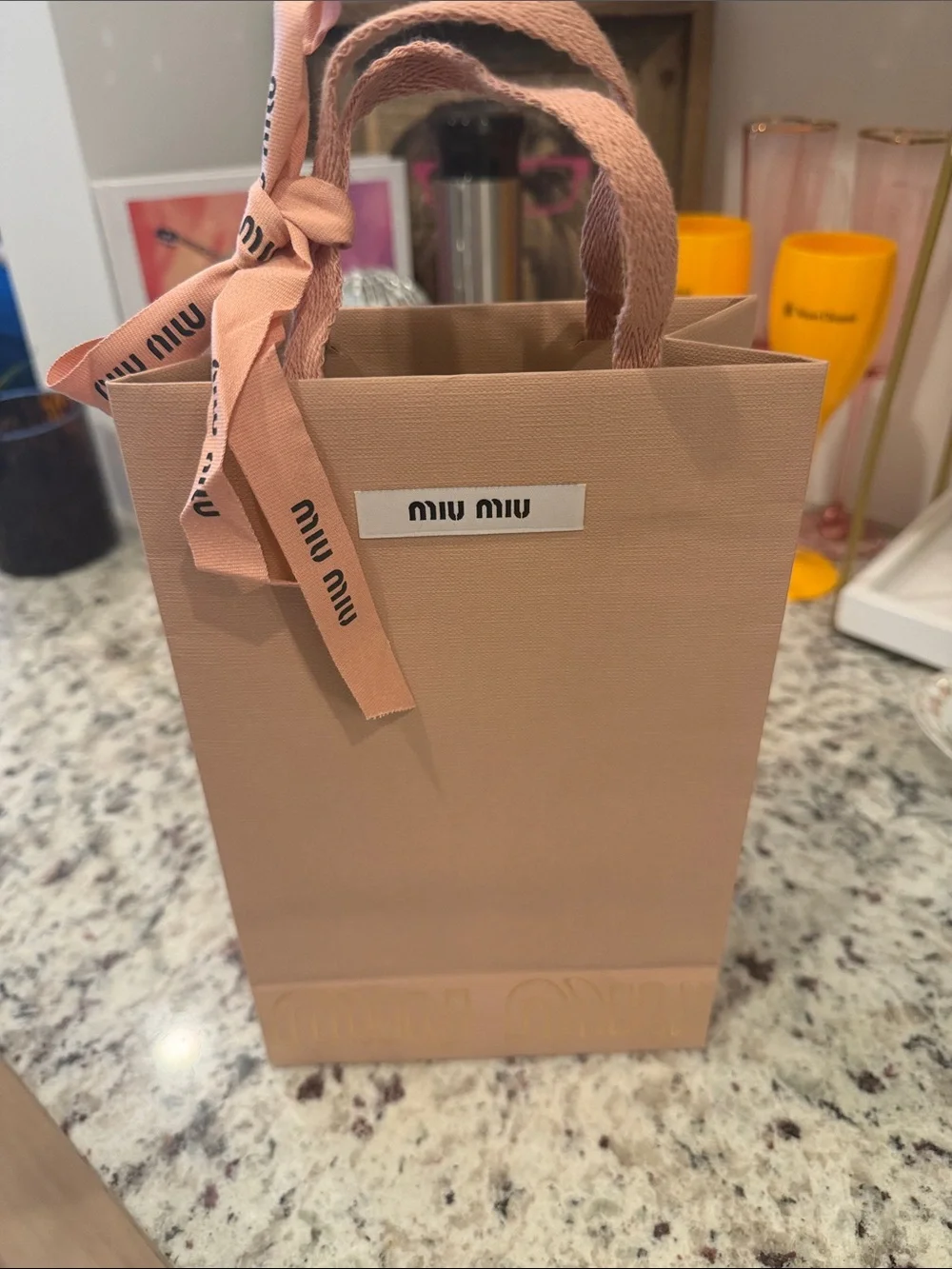 Miu Miu Dusty Pink Branded Gift Bag with Ribbon - BAG ONLY